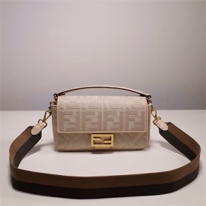 Fen.di BAGUETTE Pink FF Canvas Bag