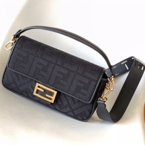 Fen.di BAGUETTE Black FF Canvas Bag