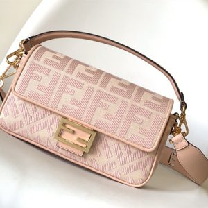 Fen.di BAGUETTE Pink FF Canvas Bag