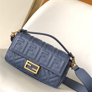 Fen.di BAGUETTE Bag Navy Nappa Leather With FF Motif