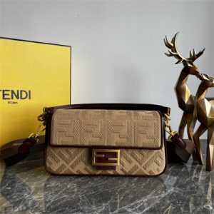 Fen.di BAGUETTE Brown FF Canvas Bag