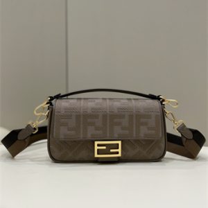 Fen.di BAGUETTE Dove Grey FF Canvas Bag