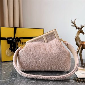 Fen.di FIRST MEDIUM Pink Sheepskin Bag