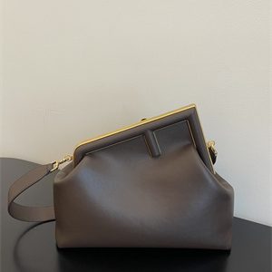Fen.di FIRST MEDIUM Coffee Leather Bag