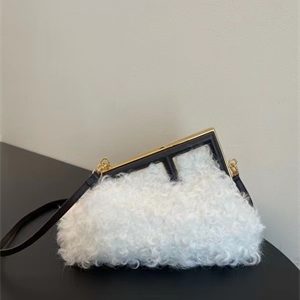 Fen.di FIRST SMALL White Mohair Wool Bag