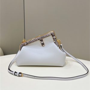 Fen.di FIRST SMALL White Leather Bag With Exotic Details