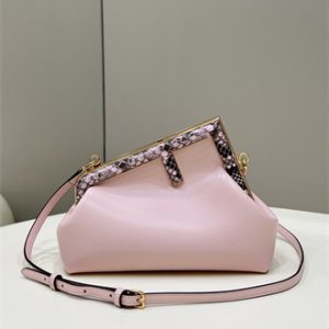 Fen.di FIRST SMALL Pink Leather Bag With Exotic Details