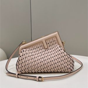 Fen.di FIRST SMALL Pink Interlaced Leather Bag