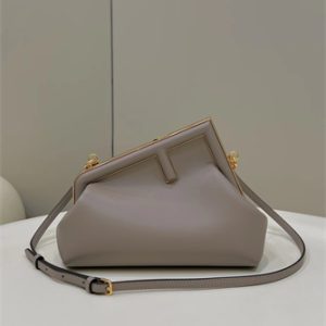 Fen.di FIRST SMALL Dove Grey Leather Bag