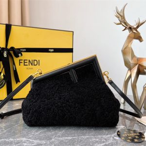 Fen.di FIRST SMALL Black Sheepskin Bag