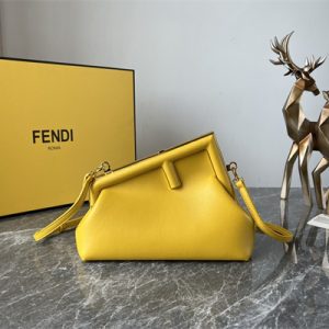 Fen.di FIRST SMALL Yellow Leather Bag