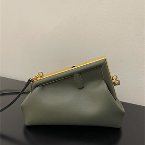 Fen.di FIRST SMALL Dk Green Leather Bag