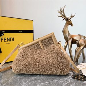 Fen.di FIRST SMALL Beige Sheepskin Bag