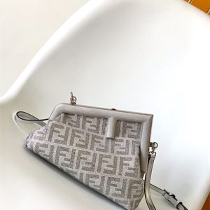 Fen.di FIRST SMALL Silver Leather Bag With Crystal FF Motif