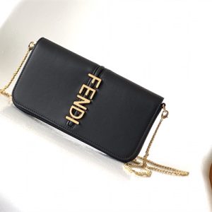 Fen.digraphy Chain Wallet Black Leather