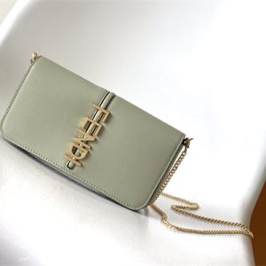 Fen.digraphy Chain Wallet Pale Green Leather