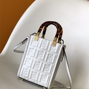 Fen.di MINI SUNSHINE SHOPPER White Leather