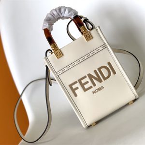 Fen.di MINI SUNSHINE SHOPPER White Leather