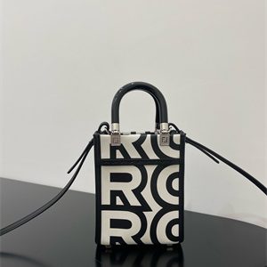 Fen.di Roma&Marc Jacobs MINI SUNSHINE SHOPPER White and Black Leather