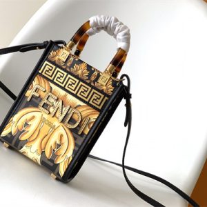 Fen.di Fendace MINI SUNSHINE SHOPPER Multicolor Print Leather Black