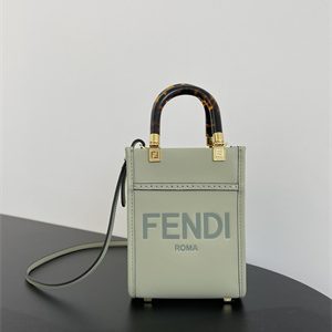Fen.di MINI SUNSHINE SHOPPER Pale Green Leather