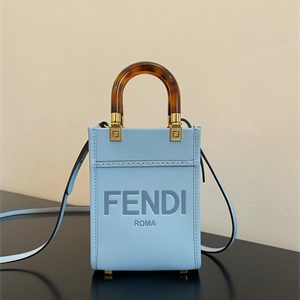 Fen.di MINI SUNSHINE SHOPPER Blue Leather