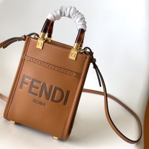 Fen.di MINI SUNSHINE SHOPPER Brown Leather