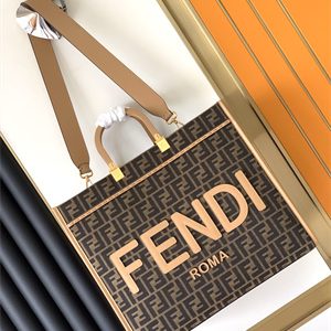 Fen.di SUNSHINE Large Brown FF Jacquard Fabric Shopper