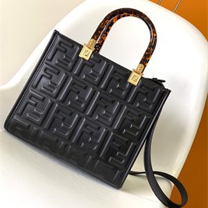 Fen.di SUNSHINE Small Black Leather Shopper