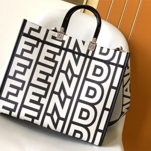 Fen.di Roma&Marc Jacobs SUNSHINE Medium White and Black Leather Shopper