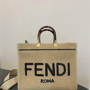 Fen.di SUNSHINE Medium Natural Straw Shopper