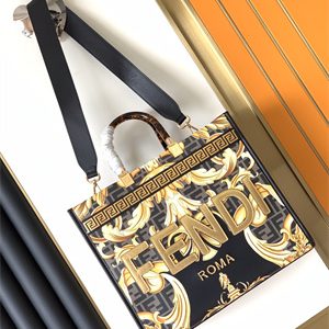 Fen.di FENDACE SUNSHINE Medium Multicolor Printed Leather Shopper