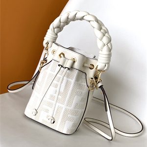 Fen.di MON TRESOR White Canvas FF Mini Bag