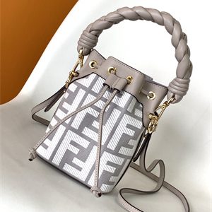 Fen.di MON TRESOR Dove Grey Canvas FF Mini Bag