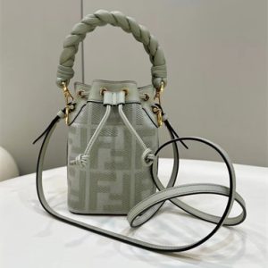 Fen.di MON TRESOR Light Green Canvas FF Mini Bag