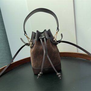 Fen.di MON TRESOR Brown FF Fabric Mini Bag