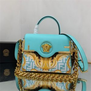 Fen.di Fendace LA Medusa Meidum Handbag Blue