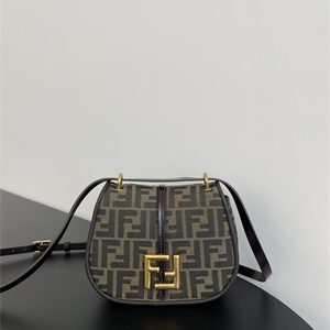 Fen.di C'mon Mini Brown FF Jacquard Fabric Bag