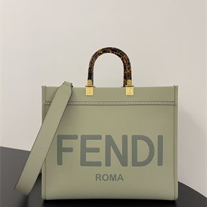 Fen.di SUNSHINE Medium Green Leather Shopper