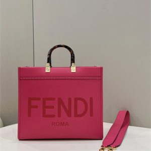 Fen.di SUNSHINE Medium Fuchsia Leather Shopper