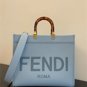 Fen.di SUNSHINE Medium Blue Leather Shopper
