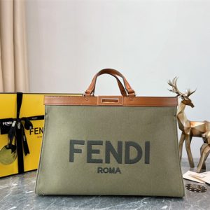 Fen.di Peekaboo X-Tote  Green Color Canvas