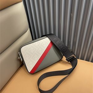 Fen.di DIAGONAL CAMERA CASE Lt Grey Multicolor Leather Bag