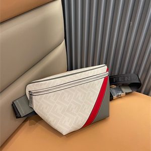 Fen.di Diagonal Cream Fabric Belt Bag