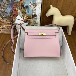 Kelly Danse Bag Evercolor Leather Gold Tone Metal In Rose Sakura Color HS