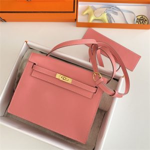 Kelly Danse Bag Evercolor Leather Gold Tone Metal In Rose Lipsur Color HS