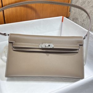 Kelly Elan Bag Madame Leather Silver Tone Metal In Trench Color HS