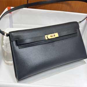 Kelly Elan Bag Madame Leather Gold Tone Metal In Black Color HS