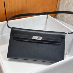 Kelly Elan Bag Madame Leather Silver Tone Metal In Black Color HS