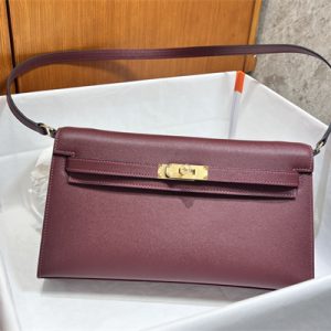 Kelly Elan Bag Madame Leather Gold Tone Metal In Bordeaux Color HS